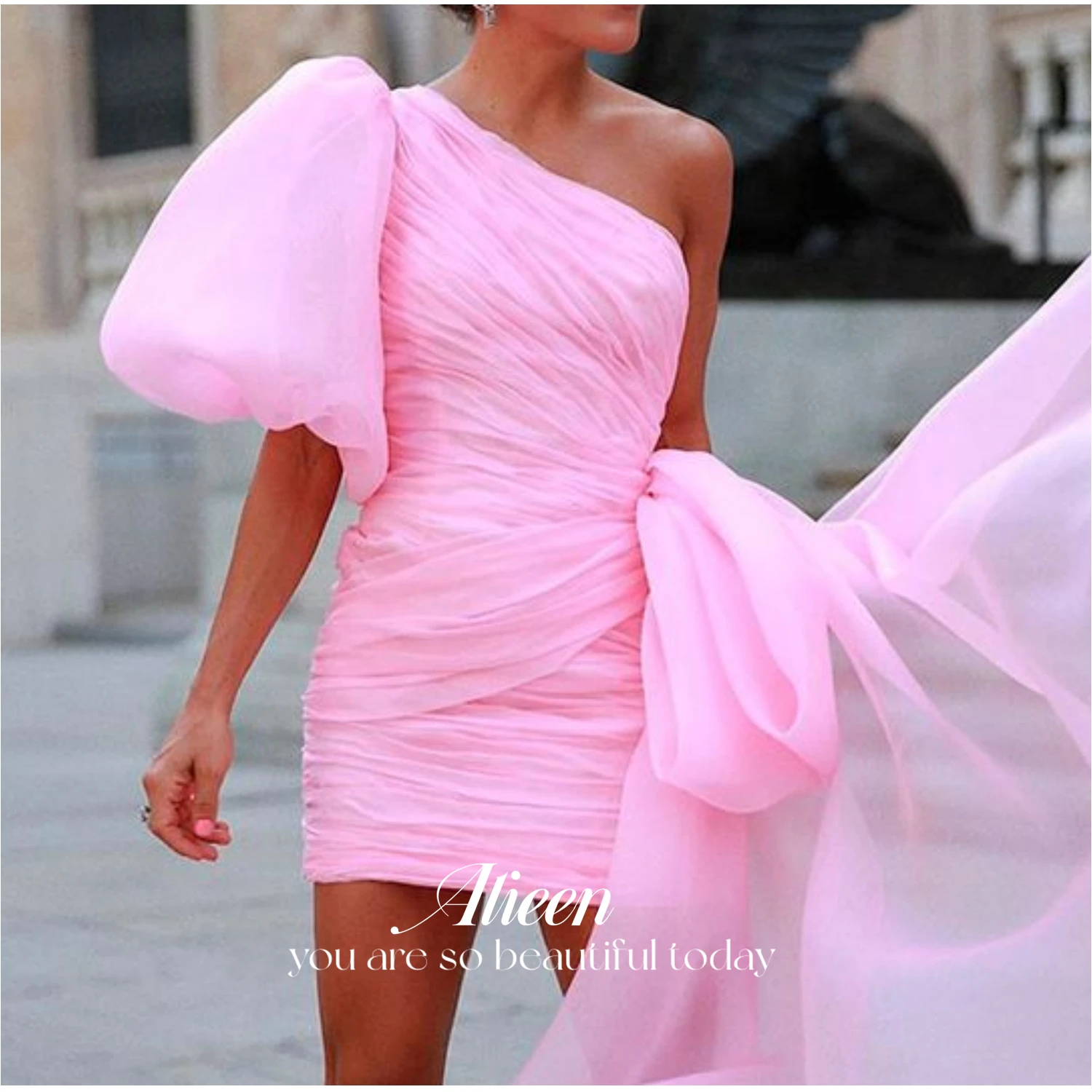 

Aileen Pink Long Dresses for Special Events Dubai Luxury Evening Dress Party Evening Elegant Luxury Celebrity Organza Mini Skirt