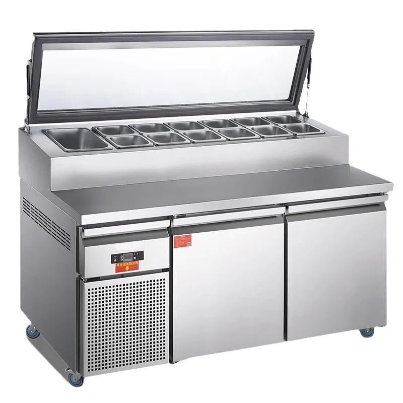 

Commercial refrigerated pizza spreader, fresh and frost-free freezer