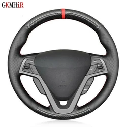 Anti-Slip Black Genuine Leather Carbon Fiber Car Steering Wheel Cover For Hyundai Veloster 2012 2013 2014 2015 2016 2017