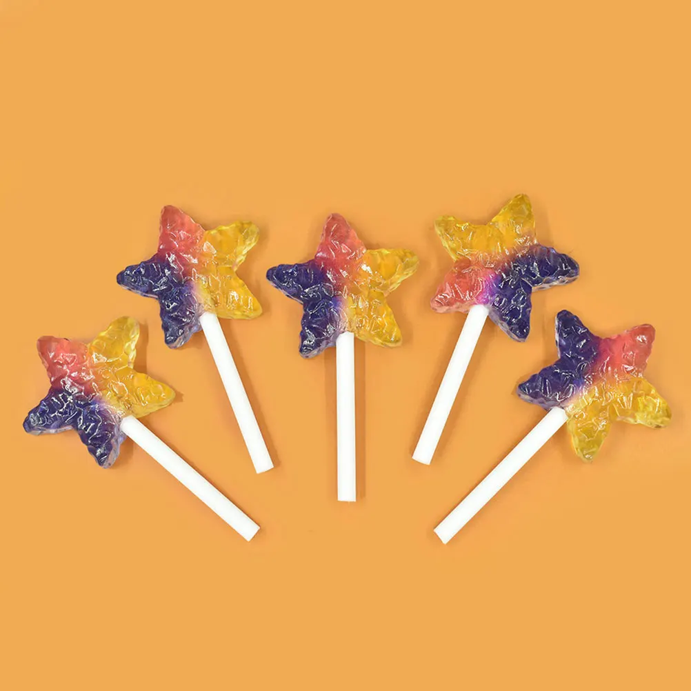 

10 Pcs Star Lollipop Charms Miniature Plastic Cute DIY Jewelry Making Supplies Rainbow Cream Resin Accessories