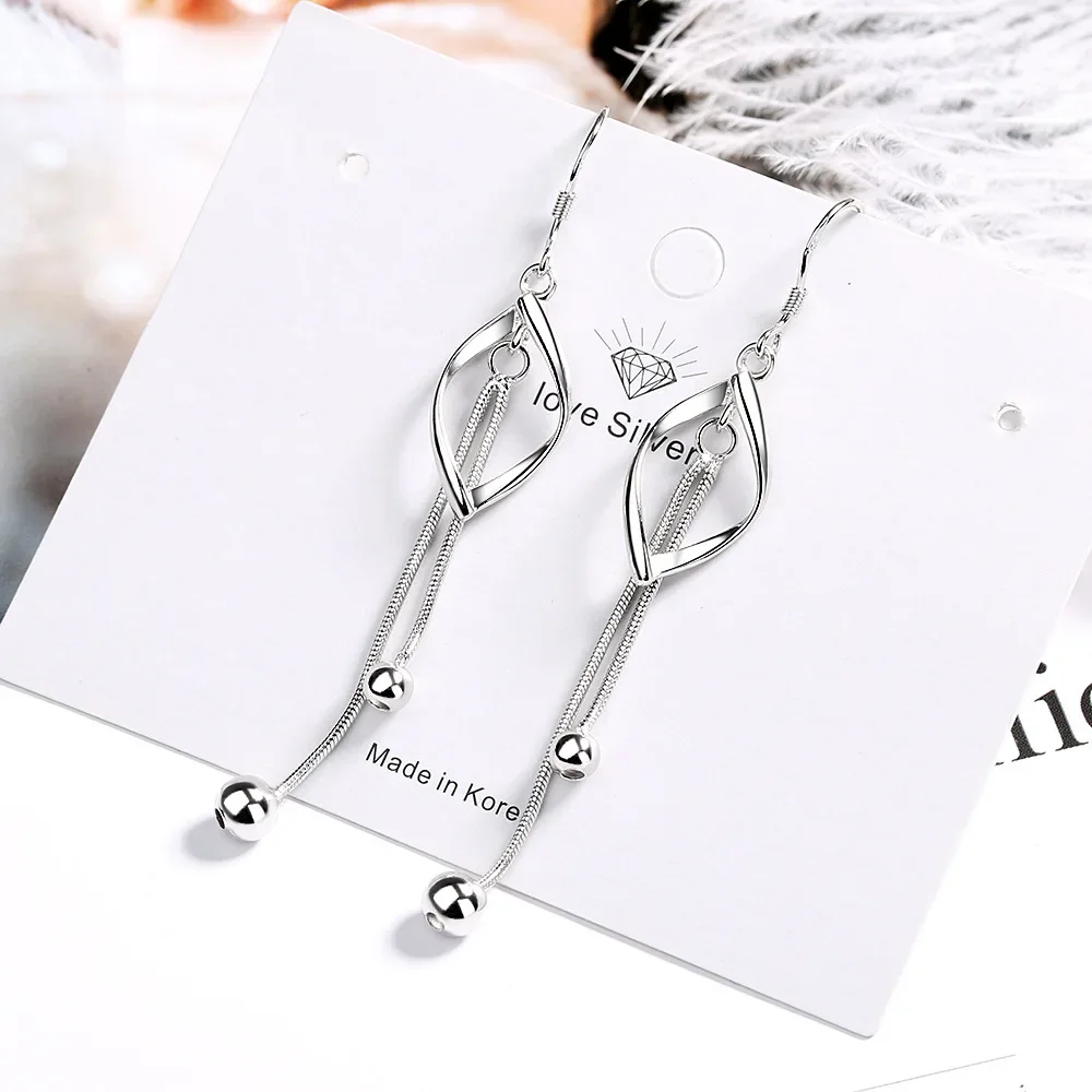 Einfache 925 Sterling Silber Dazzling Zirkon Ohrringe für Frauen Drehen Lange Quaste Ohrringe Schmuck Ohrringe Brincos Pendientes