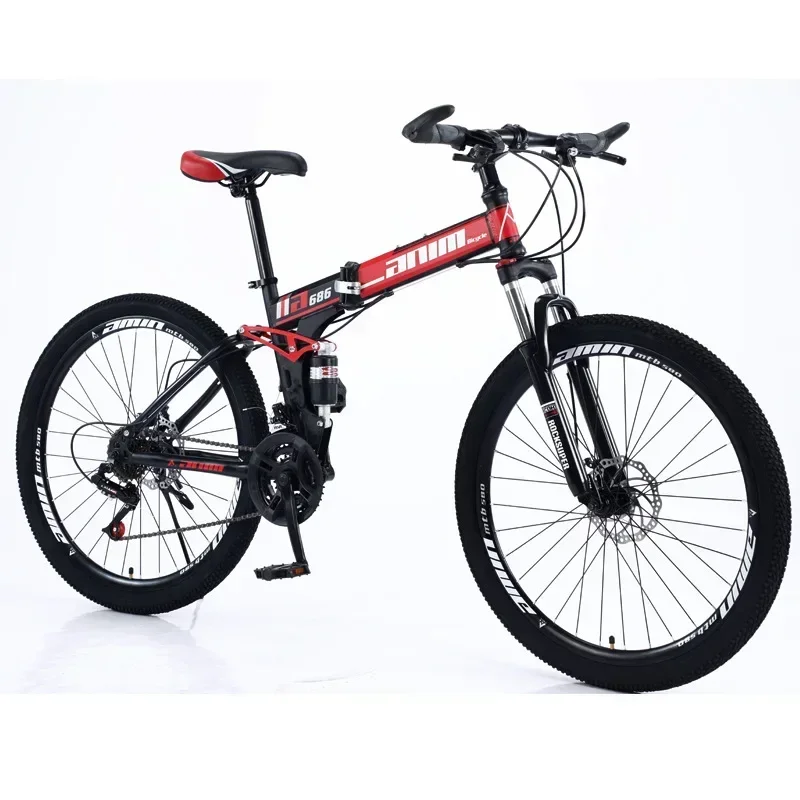 

Wholesale cheap folding mountain bike 24/26 inch dual disc brakes 21 speed folding bicycle for sale