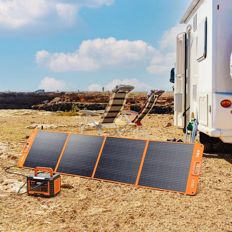 EBL 200W Portable Solar Panel for Power Station, Waterproof IP65 Foldable Solar Panel with MC-4 Anderson Output Connector for RV