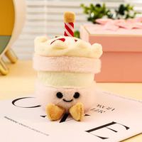14cm Simulation New Strawberry Cake Backpack Pendant Doll Stuffed Plush Toy Cartoon Anime Cute Gift for Girlfriend Fun Doll