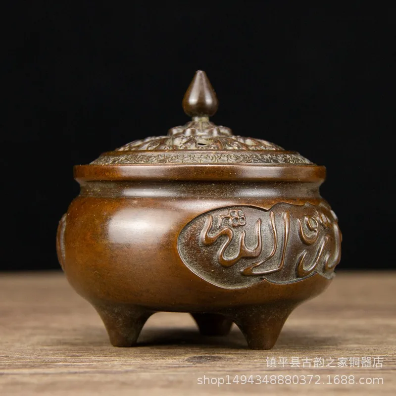 

Медный подсвечник-диффузор с санскритским узором, на трех ножках, для офиса, гостиной, магазина