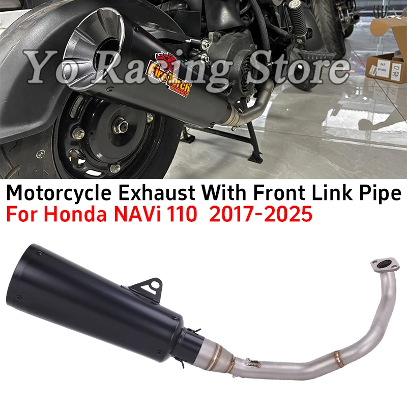

Motorcycle Exhaust System Escape Front Link Pipe Muffler Low Position Motocross Slip On For Honda NAVi 110 NAVi110 2017 - 2025