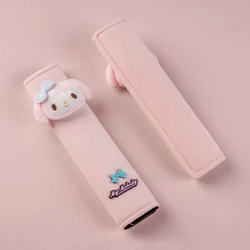 Kawaii My Melody Car Seatbelt Shoulder Holder Cinnamoroll Fuse Protector Plush Car Accessories Car Seat Belt Ornament Supplies