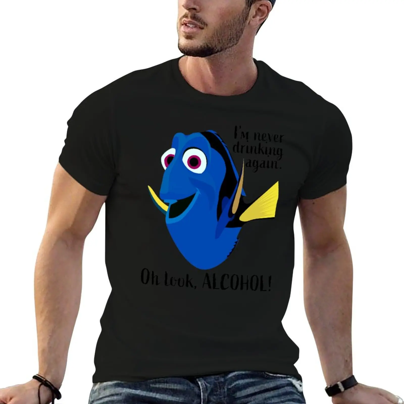 Dory I_m Never Drinking Again T-Shirt cute clothes blue lock heavyweight t shirts for men