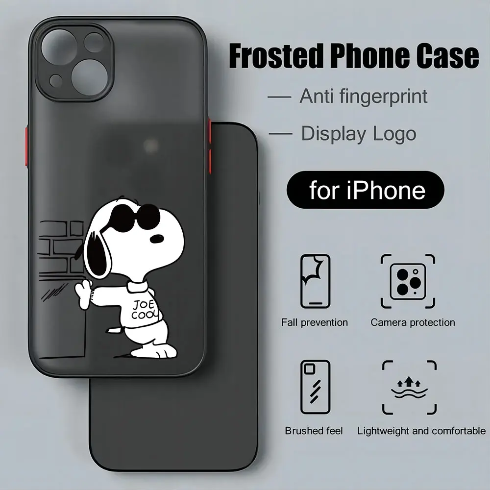 Capa de telefone Snoopy dos desenhos animados, tampa transparente fosca, Samsung S23, S22, S21, S20, S10, FE, Note20, Note10 Plus, Ultra Lite 5G