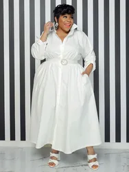 Elegant Casual Women's Dresses Korean Style Solid Color Long Shirt Dress Female Loose Plus Size Dress Wholesale Dropshipping