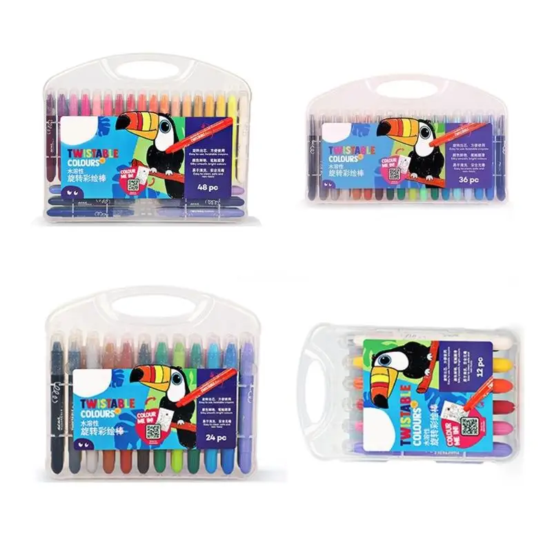 

12/24/36/48 Colors Crayon Set Twistable Wax Washable Coloring Easy to Hold for Painting Dropship