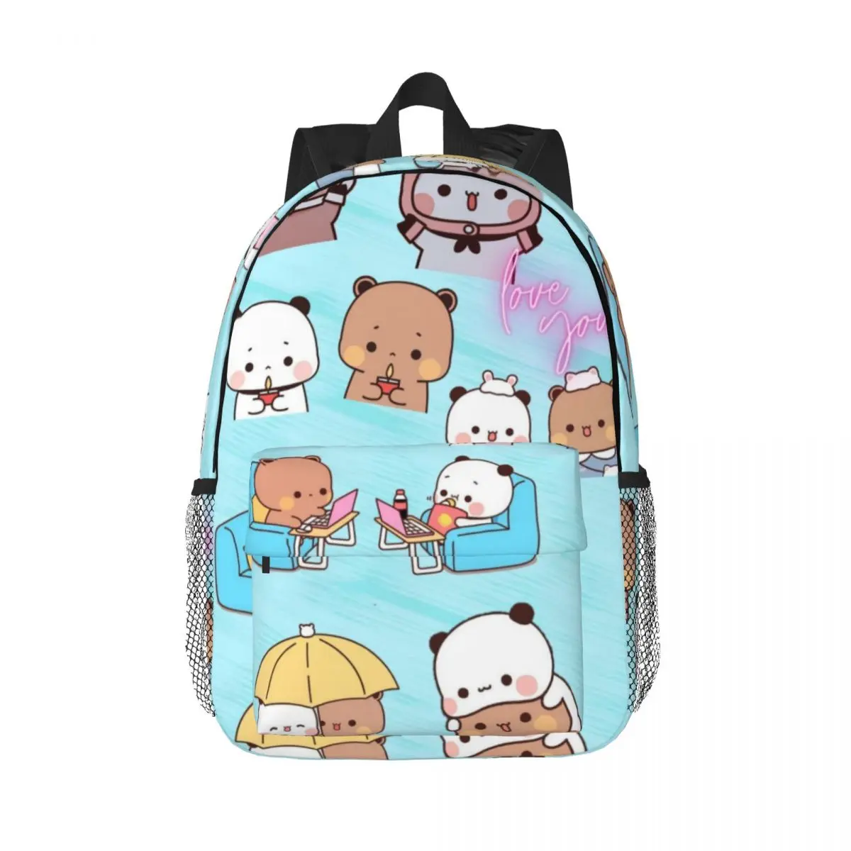 

Cute Bear Panda Bubu Dudu New Fashionable Pattern School Bag Print Lightweight Backpack 15inch