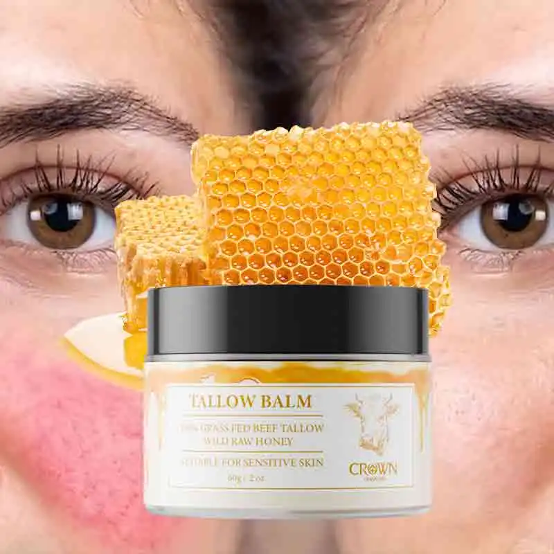 1 unidad de pasta de Tallow de ternera para el cuidado de la piel, bálsamo para el cuello de ternera de 60g, miel salvaje de Tallow alimentada por hierba, crema hidratante batida para rostro y cuerpo YIFUMEI