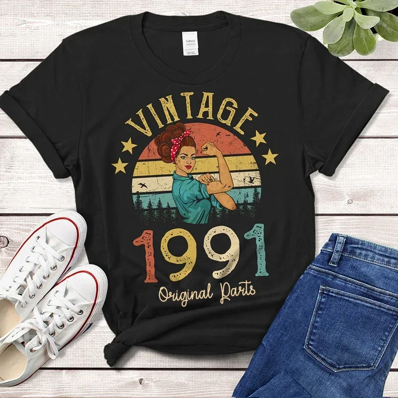 Vintage 1991 Original Parts  T-Shirt Rosie Women 33 Old 33nd Birthday Gift Idea Girls Mom Wife Daughter Clothing Retro Tee