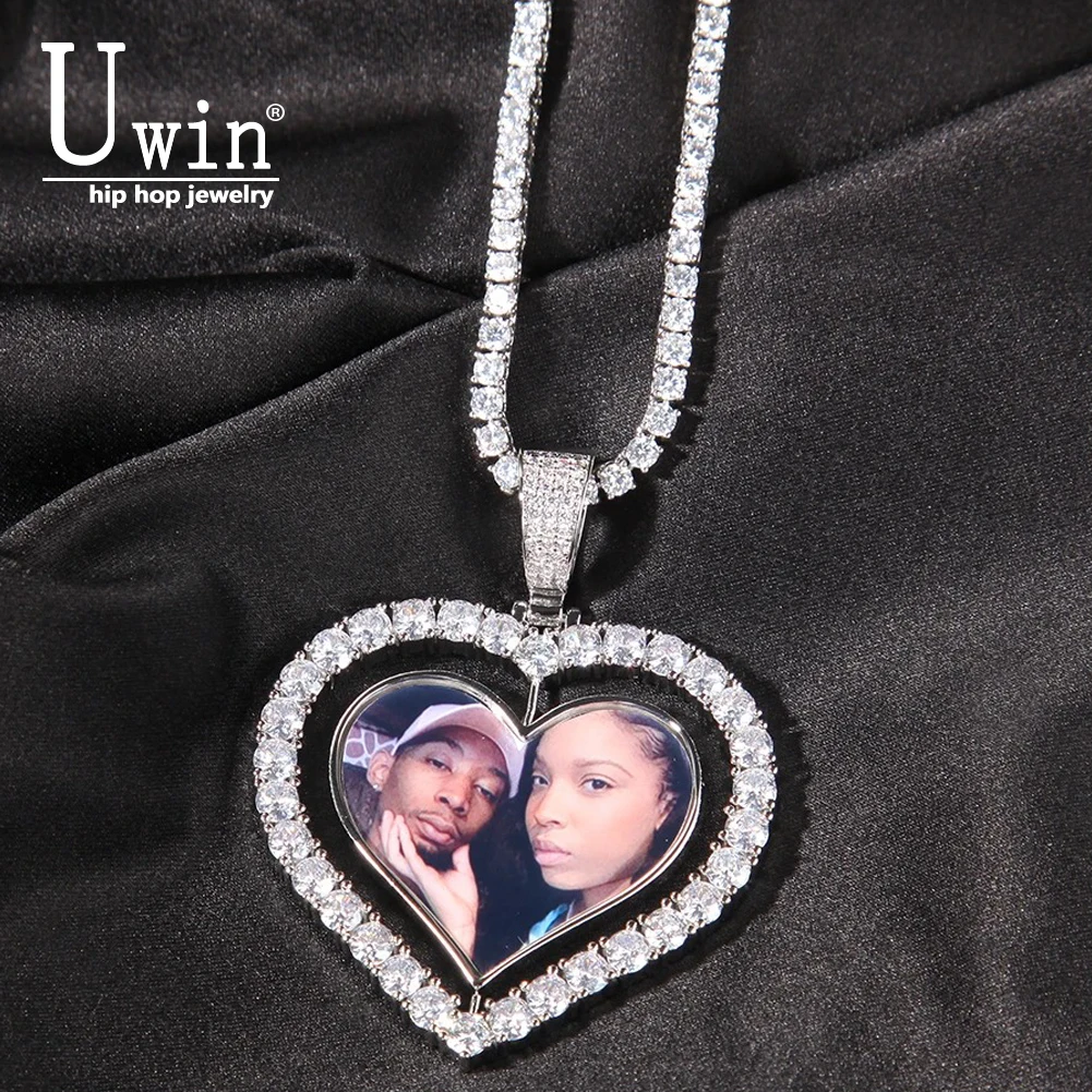 

Uwin DIY вращающиеся двухсторонние фото кулон в форме сердца ожерелья фото на заказ ювелирные изделия с памятью для пары семейный подарок