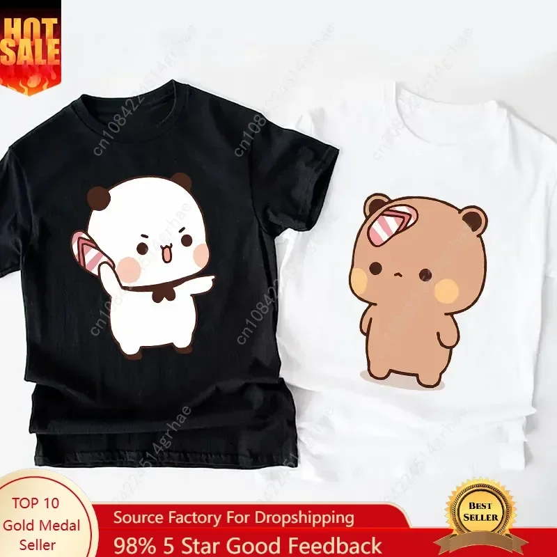 Panda Bear Bubu Throwing Flip Flop To Dudu T-shirt Men Women Funny Couple T Shirt Casual Cotton Fashion Cute Tshirt Valentines