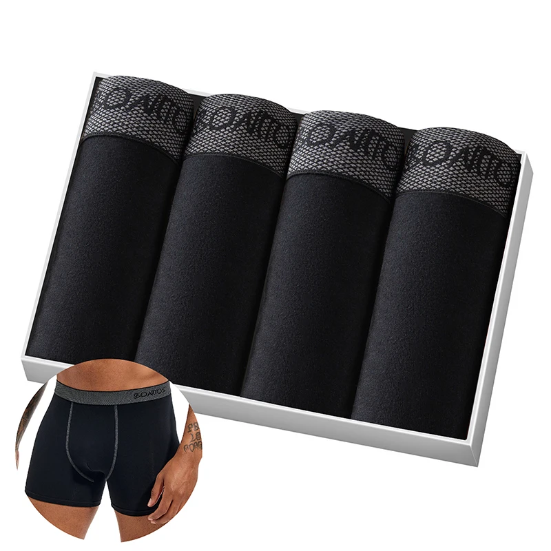 4pcs Cotton Men's Panties Sexy Boxers For Man Trunk High Quality Mens Boxer Underwear Family Male Underpants Gift Calecon