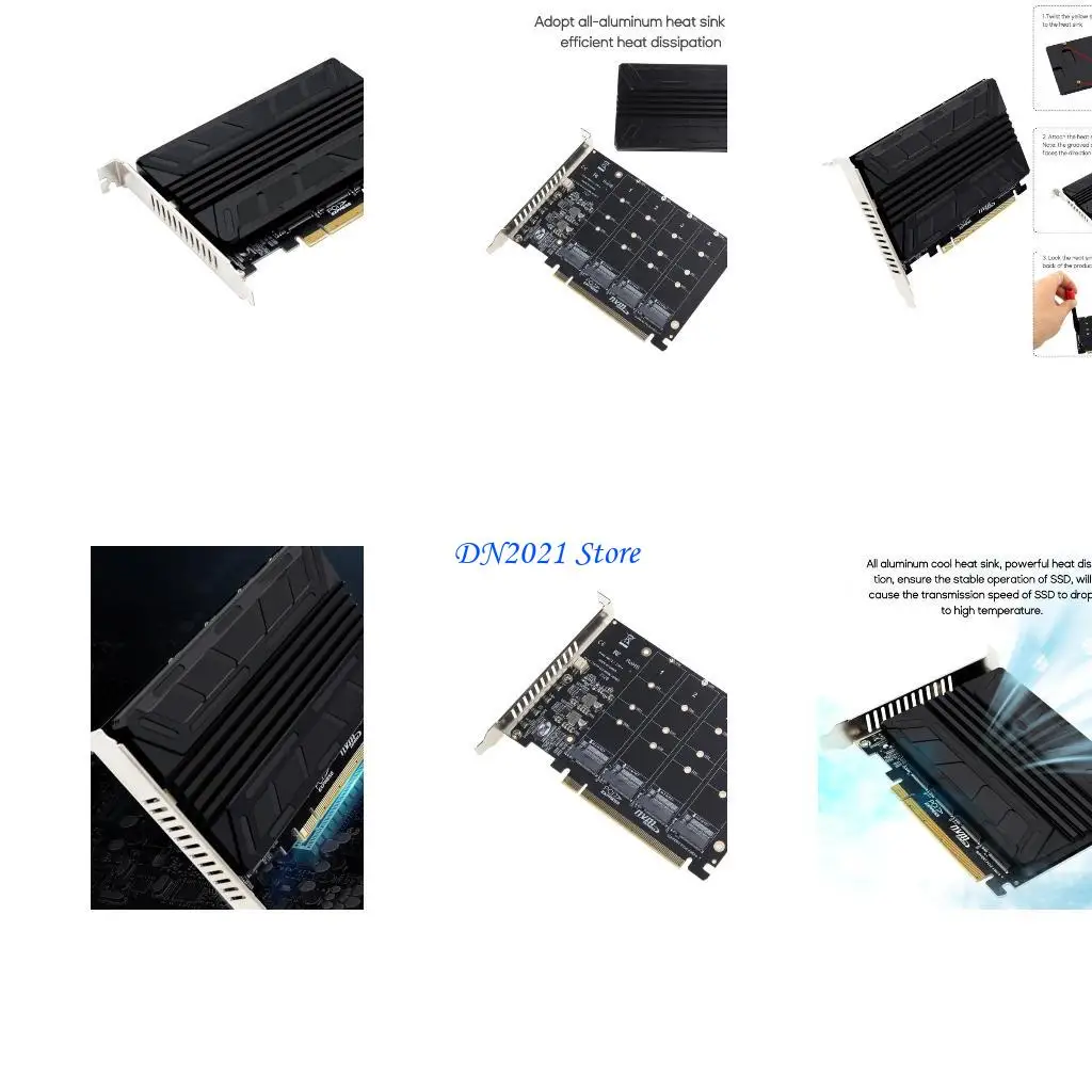 

F3KE NVME M-KEY PCIEX16 RAIDs Array Expansion Card 4x32Gbps Fast- Data Transfer