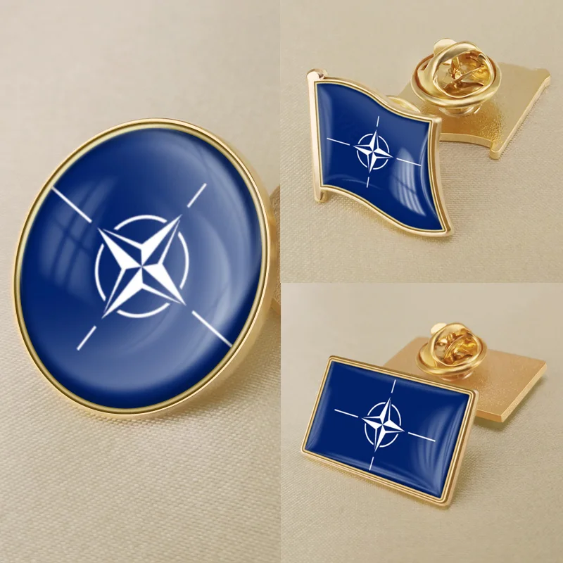 North Atlantic Treaty Organization NATO Flag Brooch Badges Lapel Pins