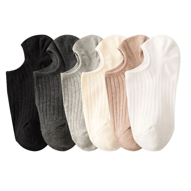 ถุงเท้าผู้หญิงแบบเรียบง่าย ระบายอากาศได้ดี แบบซ่อนข้อ สีดำ ถุงเท้าข้อสั้น สำหรับฤดูใบไม้ผลิ ฤดูร้อน ฤดูใบไม้ร่วง ถุงเท้าผ้าฝ้ายแบบเรียบ