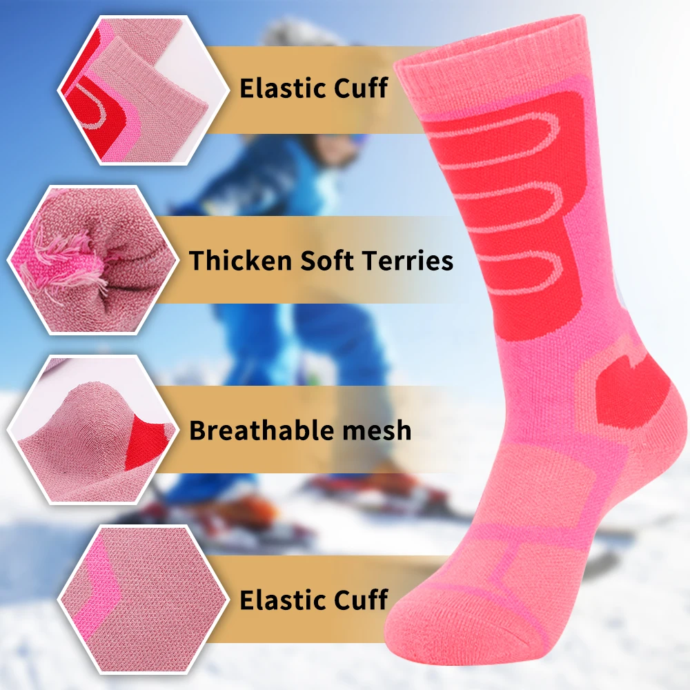 

Children's Ski Socks Warm Winter Socks for Boys and Girls Thermal Ski Socks for Kids girls ski socks