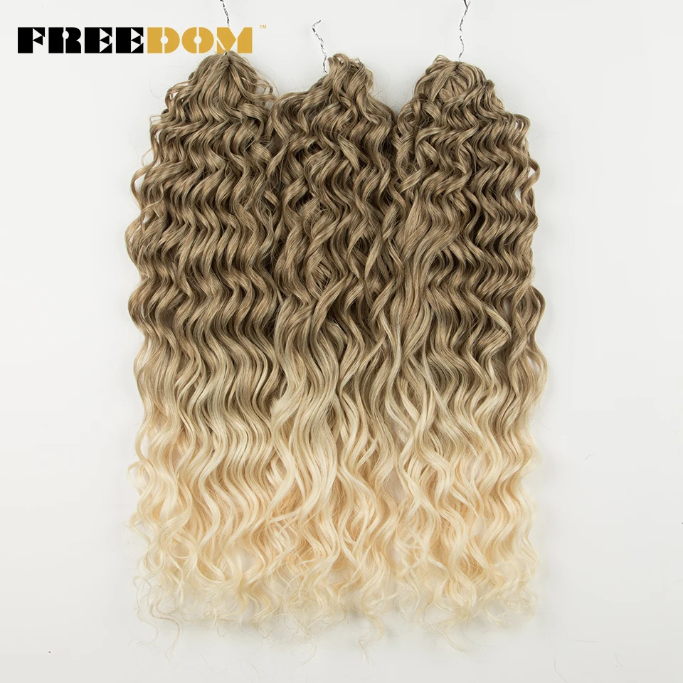 FREEDOM Synthetische Deep Wave Zöpfe Jessica Hair 20 Zoll 300g Twist Crochet Haar Ombre Braun Ingwer Flechthaarverlängerung – Detail 10
