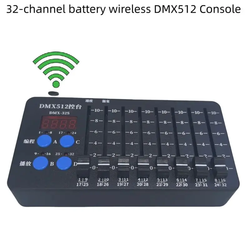 Y44A Rechargeable Mini Battery DMX512 Console 32CH Stage Light Controller Wireless DMX512 Male Function for DJ Lighting