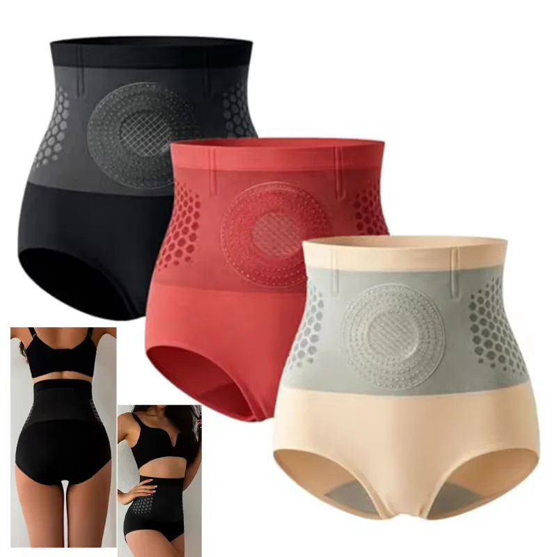 Women Seamless Tummy Control Panties High-Waisted Shaping Shorts Breathable Honeycomb Compression Fat Burning Slimming Underwear
