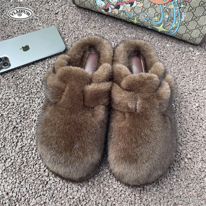 

Faux Fur Slippers Plush Slider For Womanshoes Fur Slippers Luxury Women Flip Flop Flat Furry Outdoor Fashion Woman Shoes Sandals