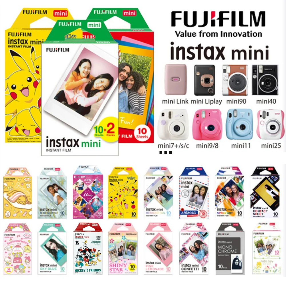 Fujifilm Instax Mini Instant Film Sheets 3 Inch Photo Paper for Fuji 11 9 8 7 40 50 90 25 70 40 SP-2 Link Liplay Camera/Printer