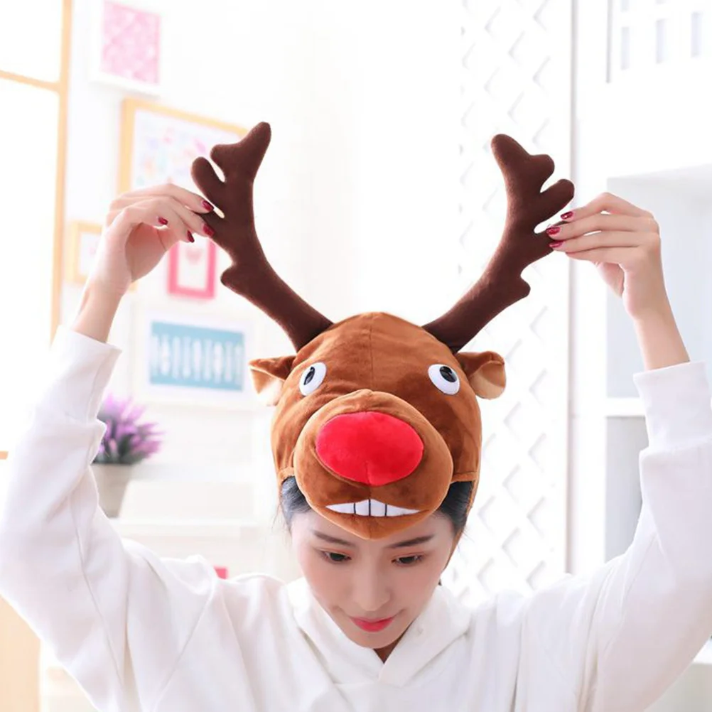 

1Pcs Cartoon Elk Shape Christmas Headgear Party Costume Accessory Unique Performance Hat Cartoon Head-Wear Christmas Headgear