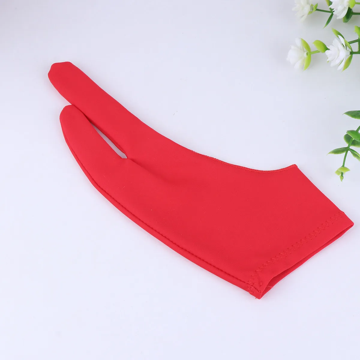 2Pcs Comfortable Stretch Spandex Sketch Gloves Two Finger Curved Fit for Graphic Tablets Painting Drawing Anti- Red