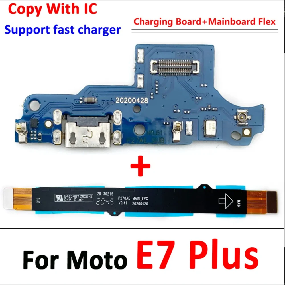 10Pcs，For Moto One Fusion E5 Play GO E7 Plus One Hyper Motherboard Main Board Connect USB Charging Port Dock Board Flex Cable