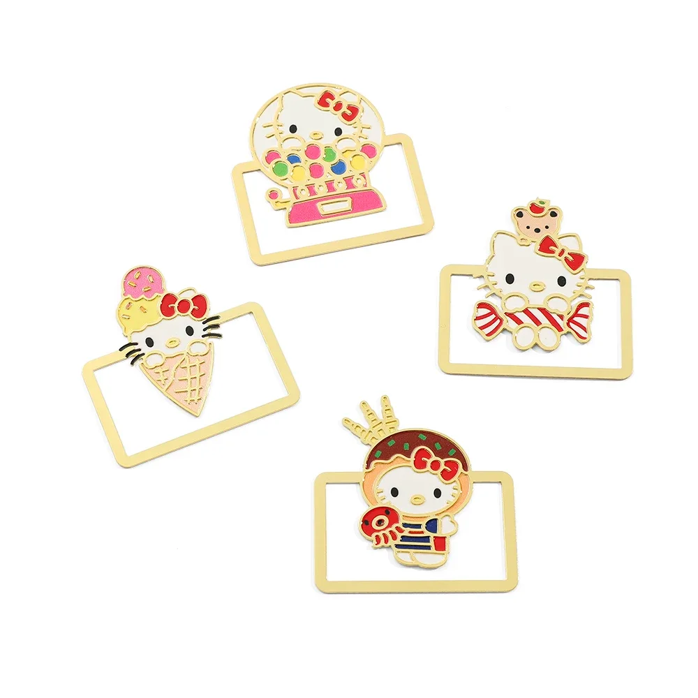 Cake Hello Kitty Bookmark Metal Page Mark Kawaii Reading Tool for Girls Boys Stationery Supplies Gifts Collect Souvenir Present