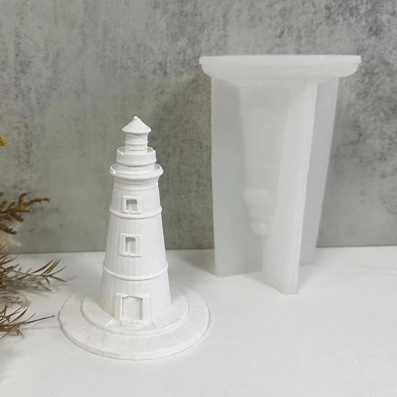 3D Lighthouse Silicone Mold Handmade Ocean Lighthouse Aromatherapy Candle Plaster Making Mould Crafts Ornaments Decoration Tool