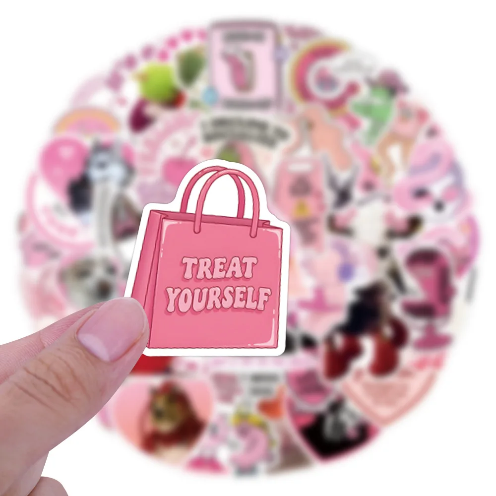 10/55PCS 만화 재미 있은 핑크 Meme 낙서 스티커 DIY 장식 노트북 전화 케이스 어린이 장난감 스티커 물 방수 데칼