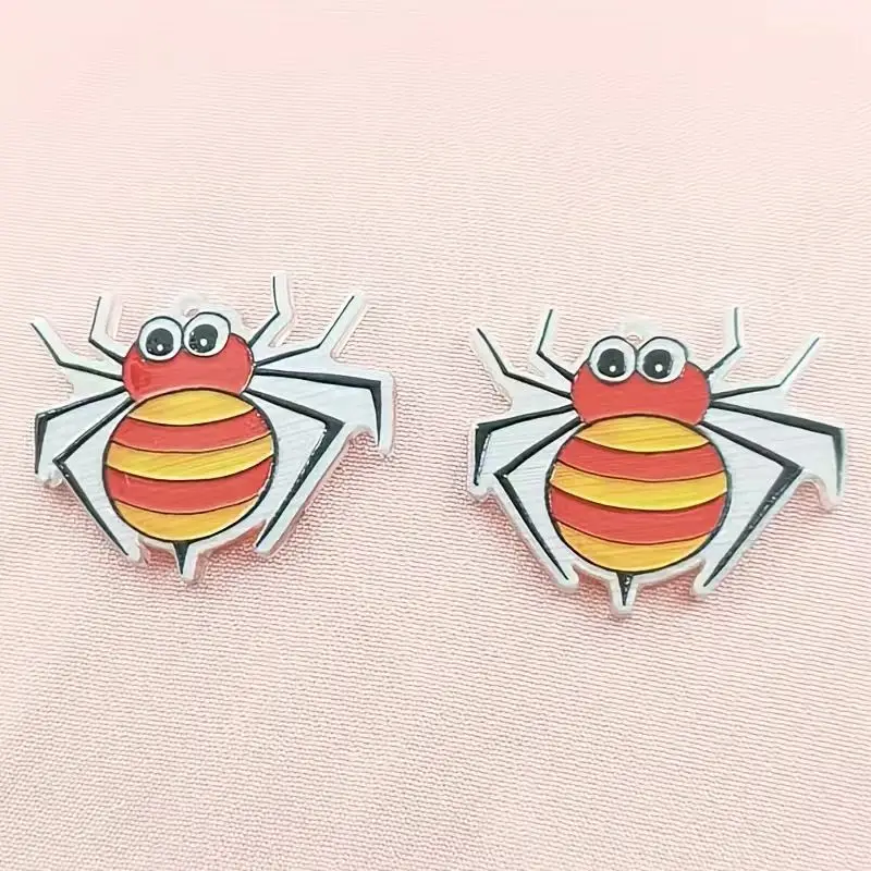 10pcs acrylic Halloween spider pendant, DIY jewelry making earrings necklace keychain accessories view 3