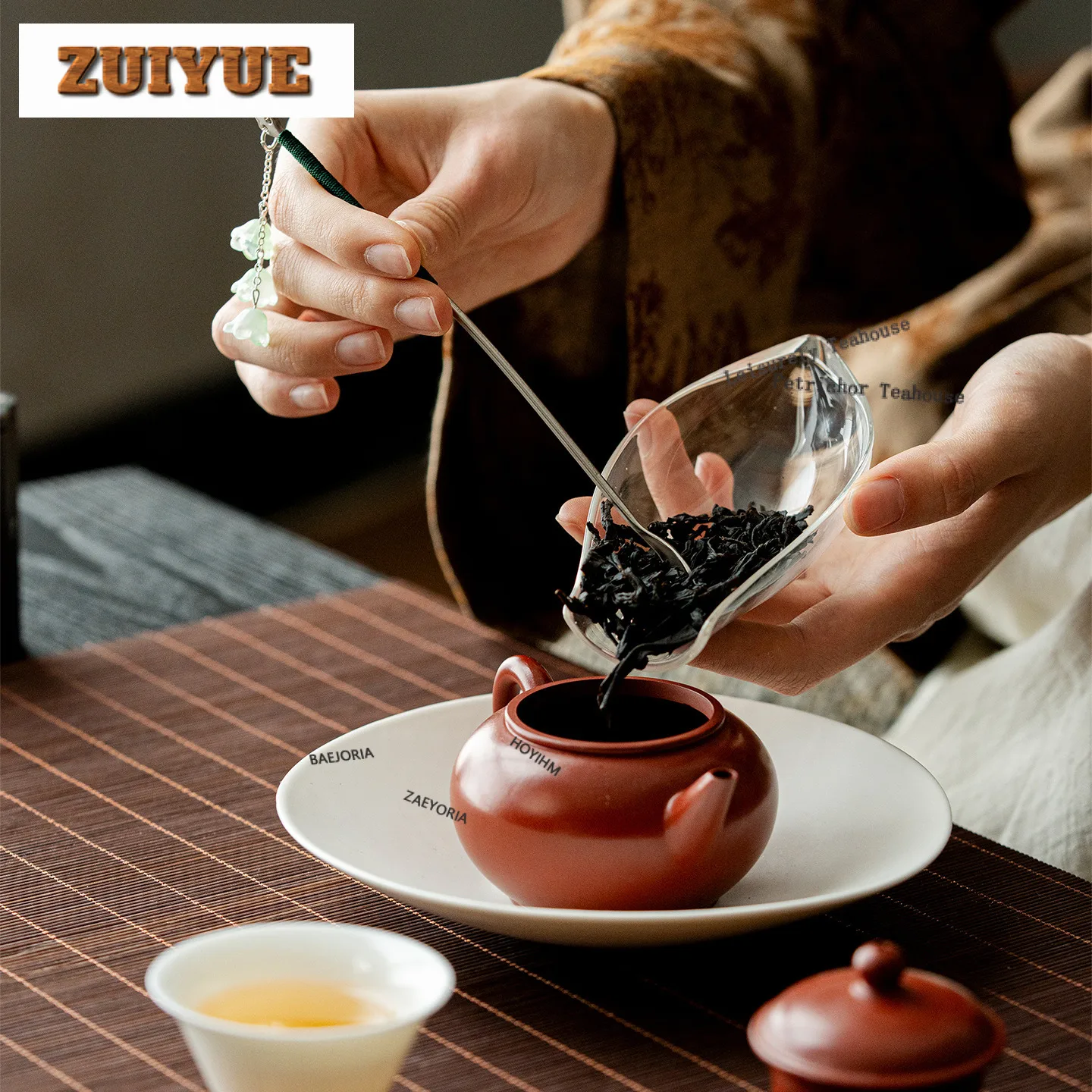 Lily Of The Valley Pendant Tea Scoop Vintage Shovel Chahe Household Appreciation Ladle White Tea Drinkware Supplies Decoration