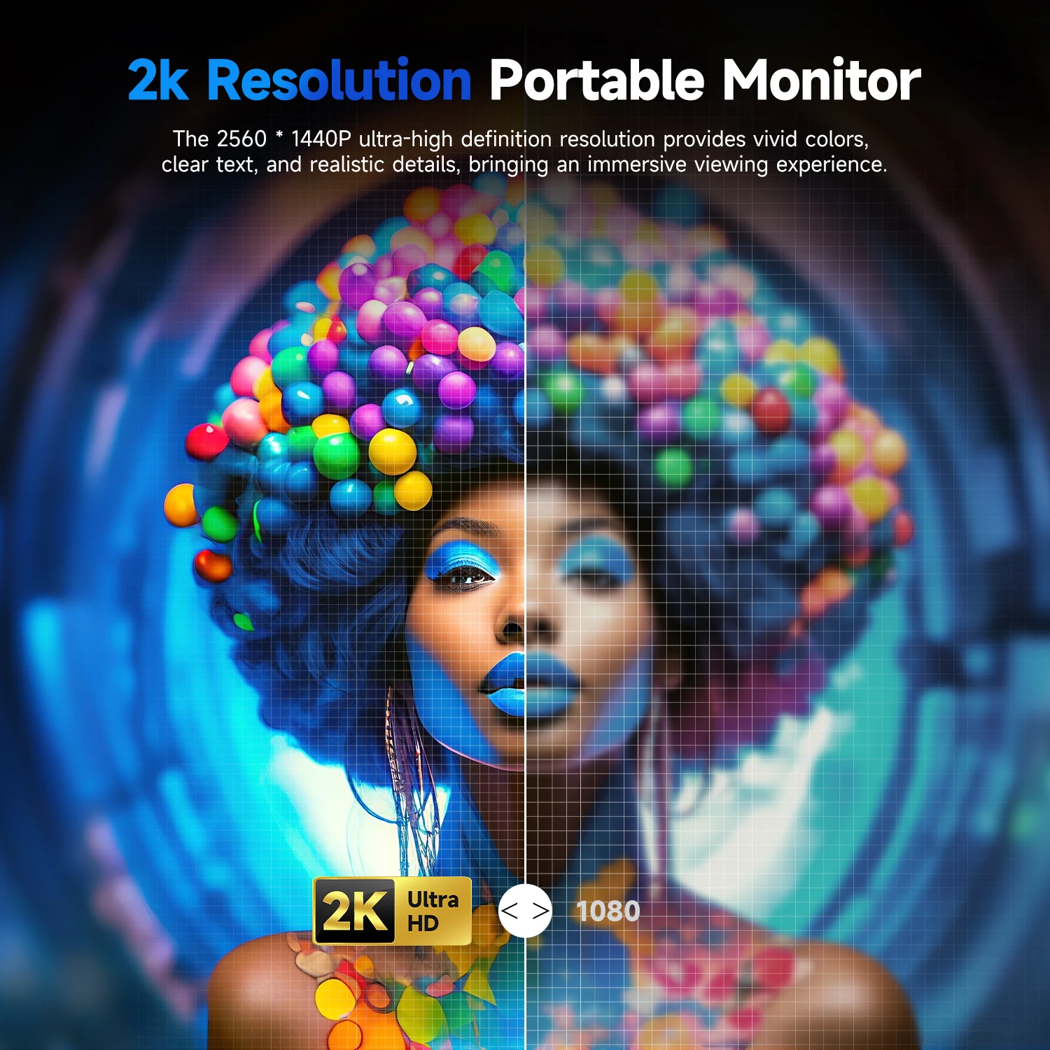 Cdisplay 2K Portable Monitor 22inch 2560*1440P IPS Gaming Display Screen for Laptop PC Phone PS4 Xbox Switch External Monitors