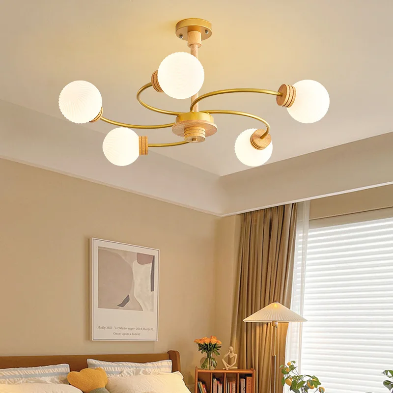 

Living room chandelier log wind lamp simple modern personality light luxury dining room bedroom lamp