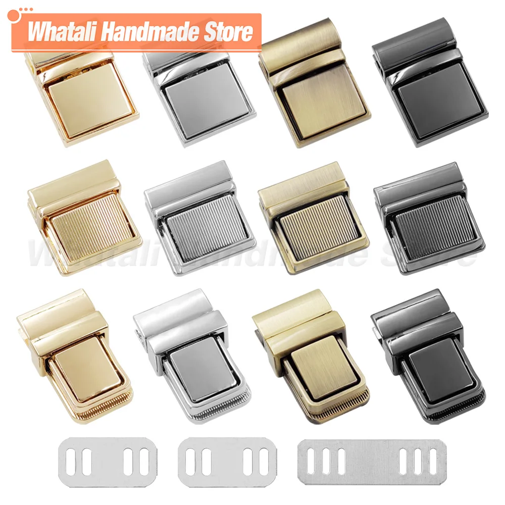 

1pc Metal Square Push Lock Turn Pressed Lock Clasp Buckle for Leather Craft Handbag Purse DIY Hardware Accessories