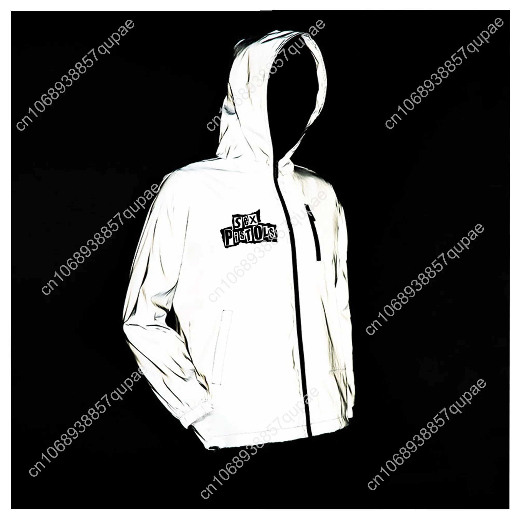 Sex Pistols Punk Rock Band Reflective Jacket Men Women Coat Hooded Windbreaker Runing Pocket Jackets Cycling Customized Hoodie