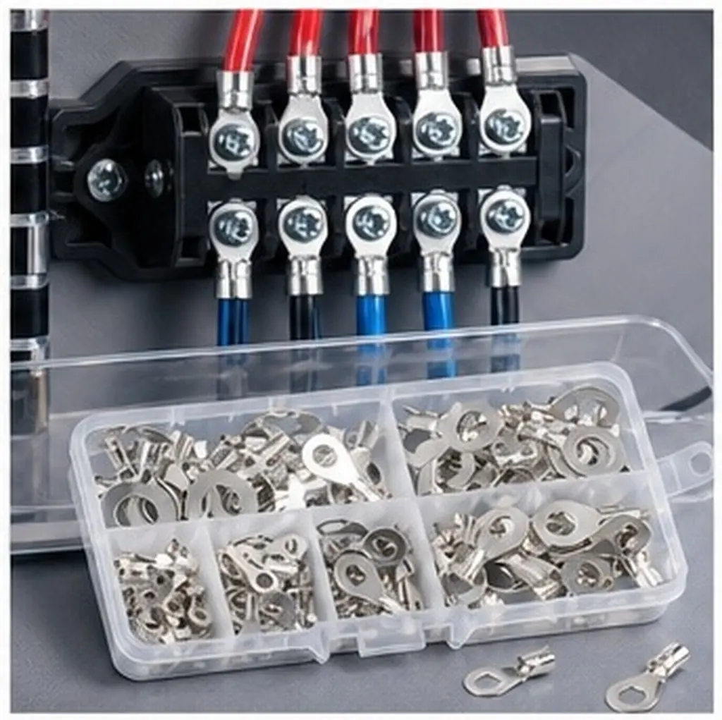 150Pcs Tinned Wire Terminal Assortment Kit Non-Insulated Annular Cable Lug Connector for Automobile Motorcycle Computer Wiring