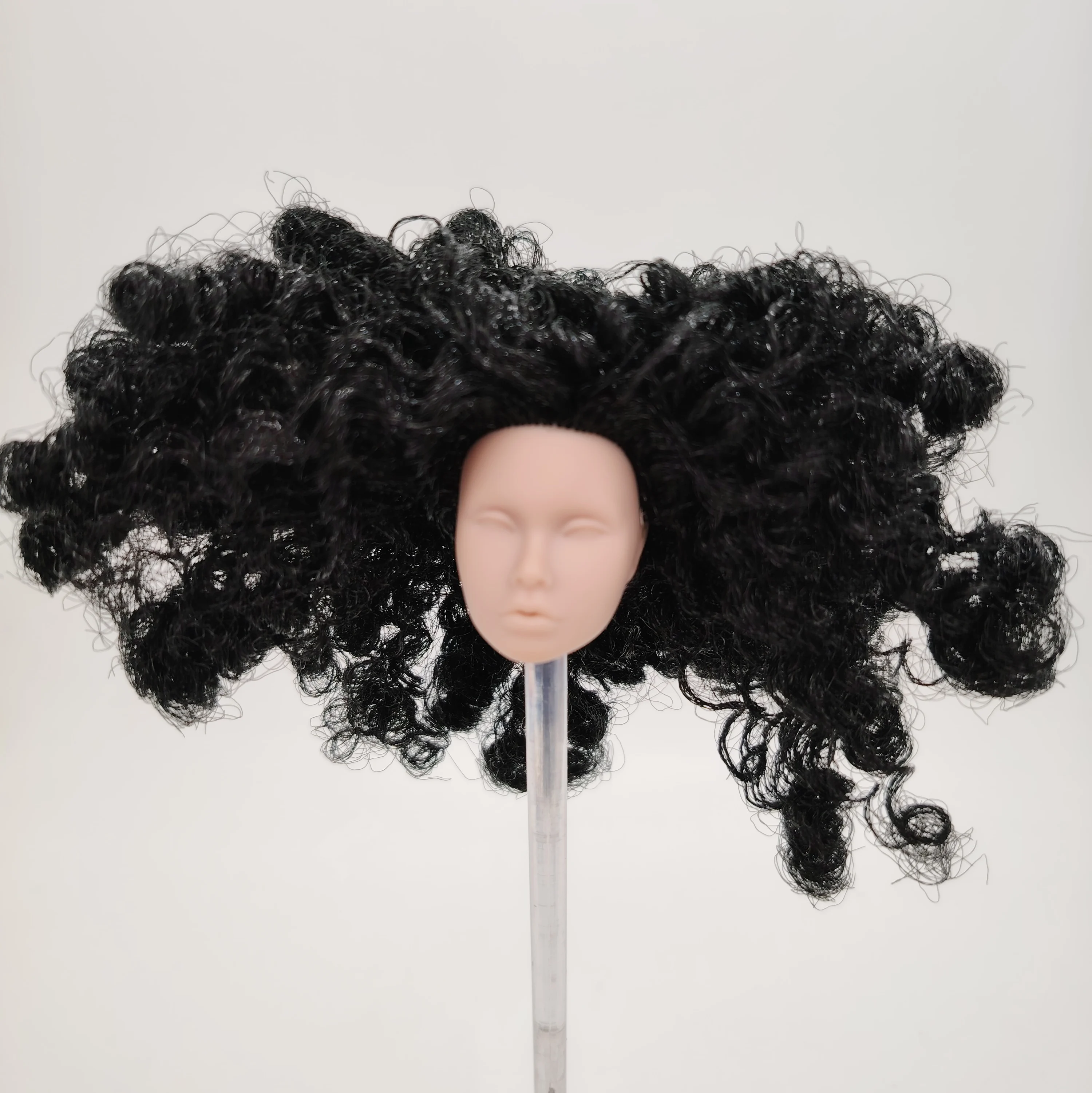 Fashion Royalty Poppy Parker Black Curly Hair Reroot Blank Face 1/6 Scale Doll Head