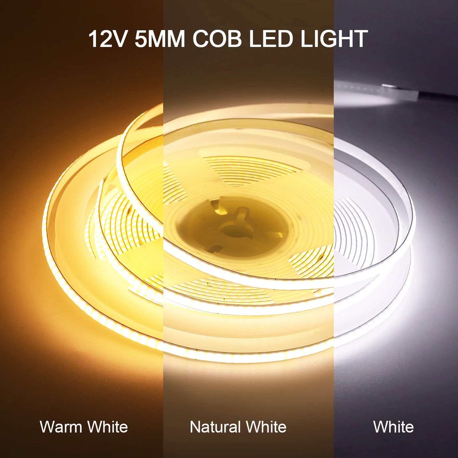 

Super Thin 5mm COB LED Strip 320LEDs/m 12V 5V Flexible LED Tape Ribbon Warm Cold White Lamp for Home Lighting 3000K 4000K 6000K