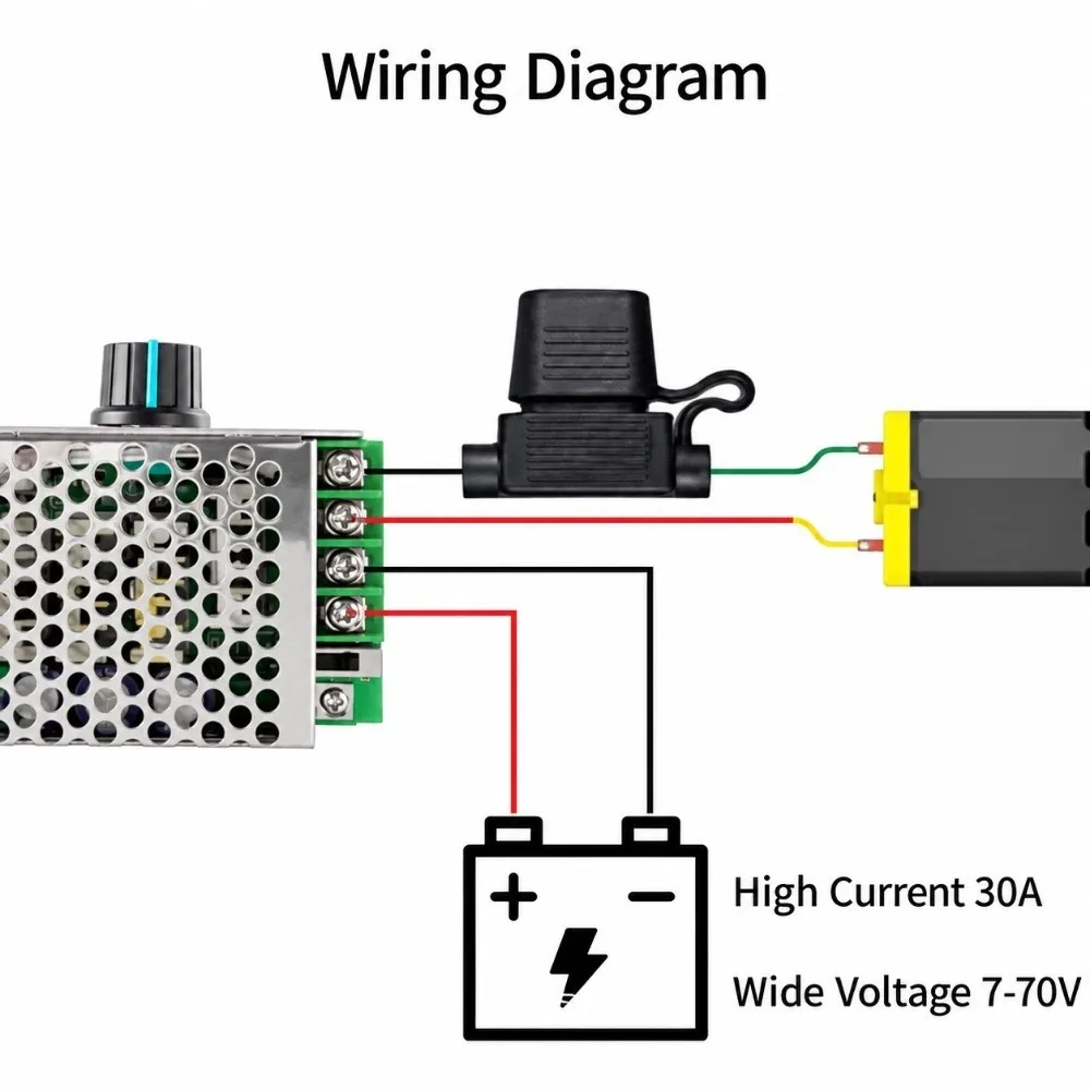 7-70V Input Voltage DC Motor Speed Controller Adjustable Duty Cycle 0-100% Overcurrent Protection PWM Motor Controller