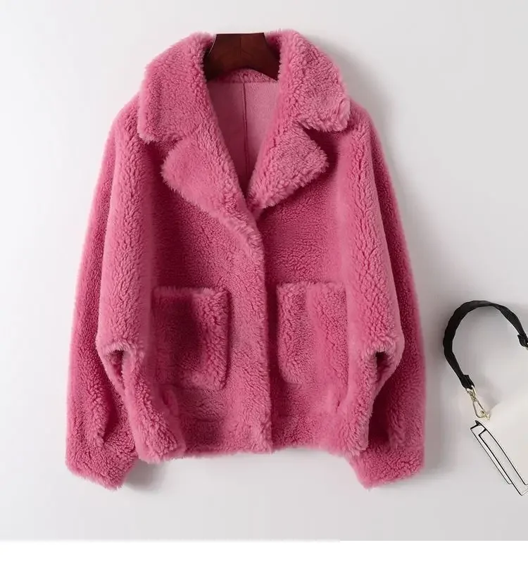 Women Winter Real Fur and Coat Female Casual Long Sleeve Genuine Jacket Warm Thick Outwear Femme Natural P1