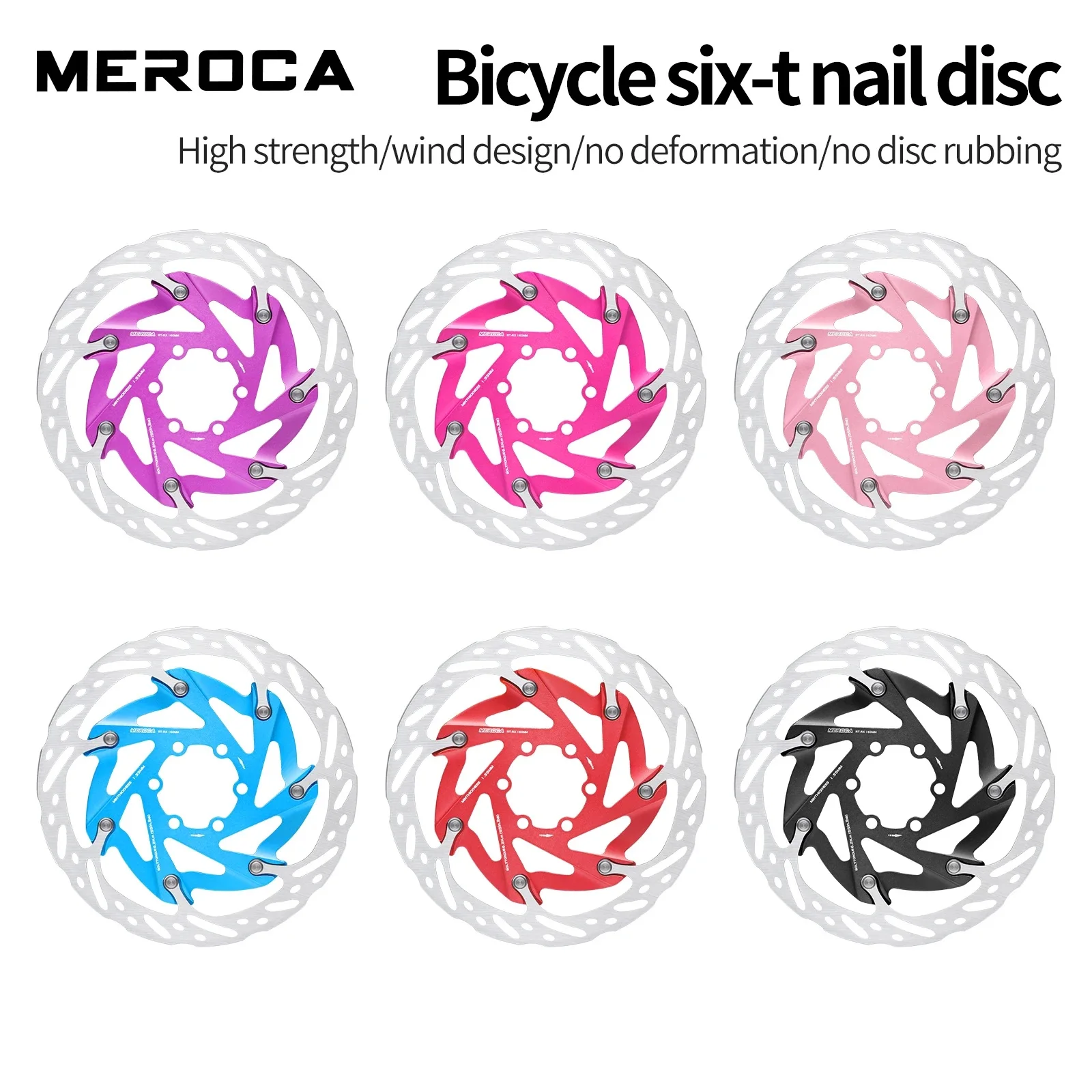 

MEROCA 160mm Bicycle Disc Brake Rotor for Mountain & Road Bikes 6-Bolt Heat Dissipation Wind Pattern - Road Cycling Brake Rotor