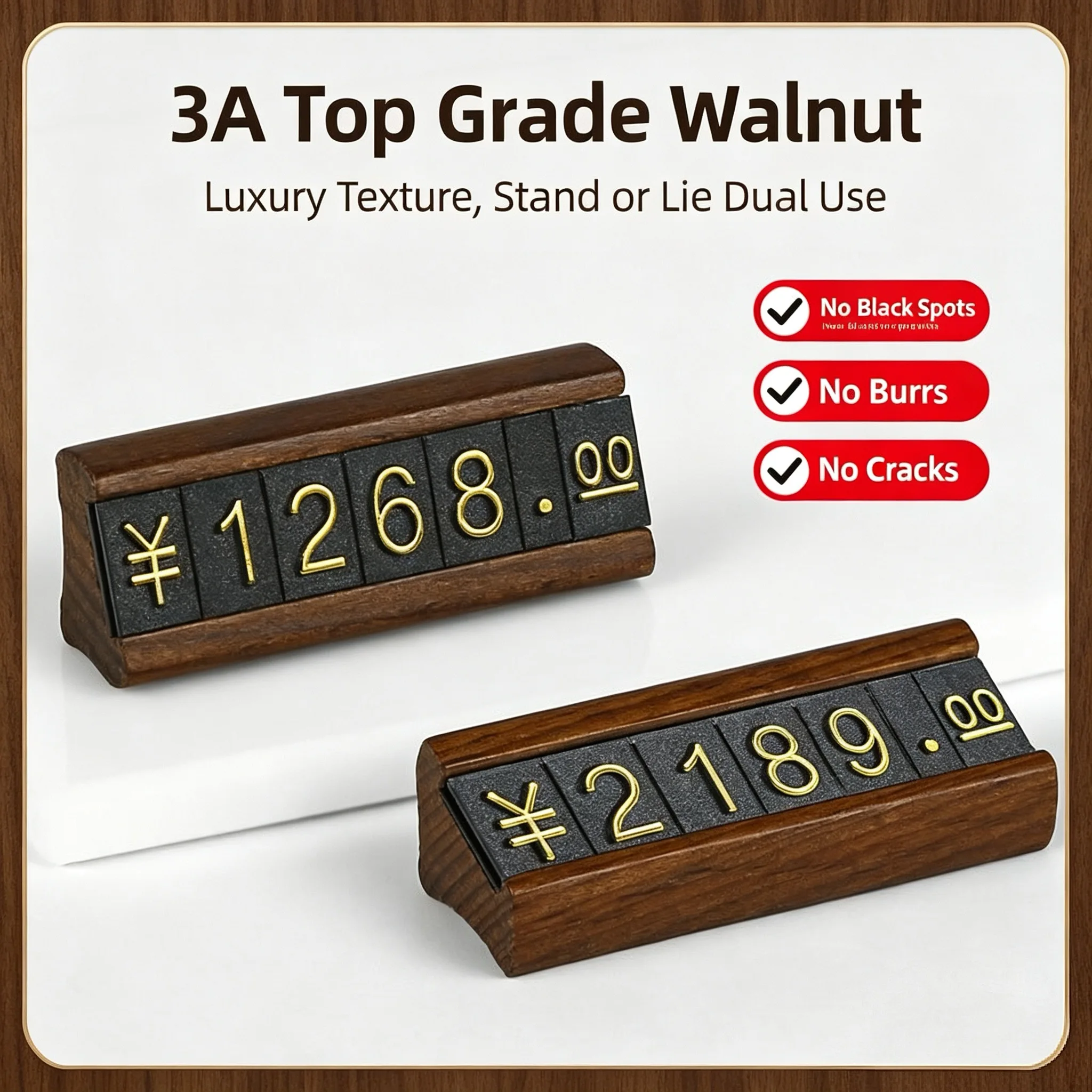 10 Pieces Wood Base Adjustable Digital Jewelry Price Cube Tags Price Labels Dollar Eur Symbol Pricing Sign Holder Display Stand