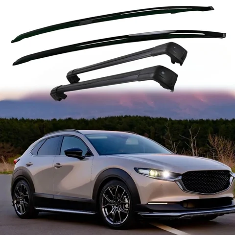 4Pcs Aluminum Fit for Mazda CX-30 CX30 2020-2024 2025 Roof Rail Racks Crossbars Cross Bar Side Rail Bar Luggage Carrier